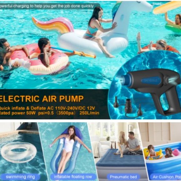 Quick-Fill Electric Air Pump - 2-Way Inflator/Deflator - Compact/ Lightweight - Picture 9 of 11